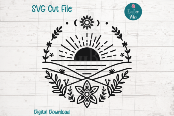 Boho Sunrise Sunset SVG Cut File for Graphics & Crafts