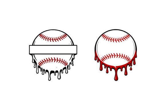 Dripping Baseball Graphics Set for Crafts & Branding