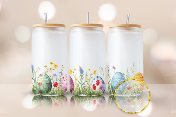 Easter Eggs 16 Oz Libbey Glass Can Graphics for Crafts