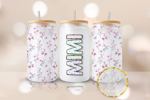 Floral Mimi 16 Oz Libbey Can Wrap UVDTF Graphics for Crafts