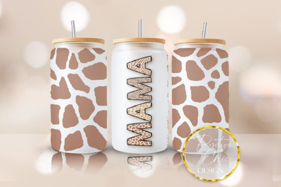 Mama Libbey Glass Can Wrap Animal Print