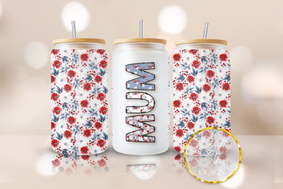 Mum Libbey Can Glass PNG UVDTF 16 Oz Cup Graphics for Crafts