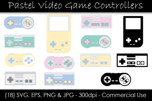 Pastel Video Game Controller Clipart Graphics and Illustrations